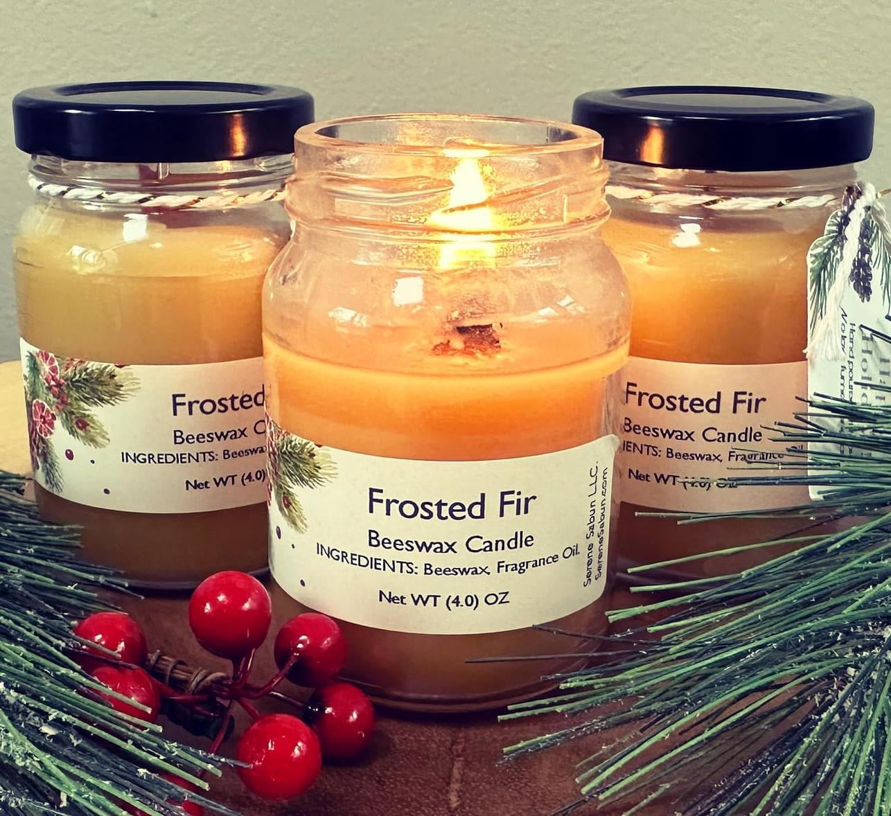 Frosted Fir Beeswax Candles